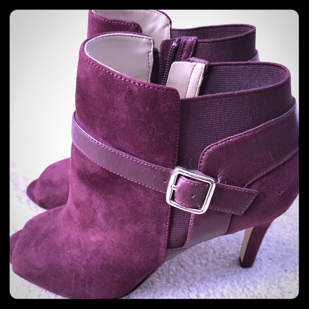 HUGE SALE!✨Burgundy Wine Ankle Peep Toe Boots Heels Booties